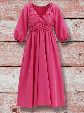 Hyacinth House Light Pink Smocked Ruched Bridal Maxi Dress 2